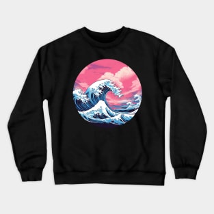 Summer Vaporwave Great Wave Crewneck Sweatshirt